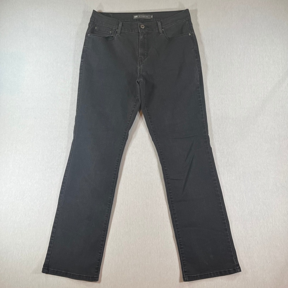 Levis 505 Jeans Women 10 Straight Leg Black Denim Stretch Mid Rise Classic Fit